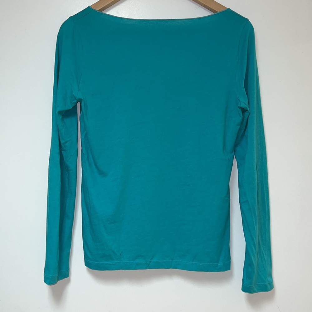 💥TOPS SALE💥 COMPTOIR DES COTONNIERS LONG SLEEVE T-SHIRT IN TURQUOISE - Picture 3 of 4